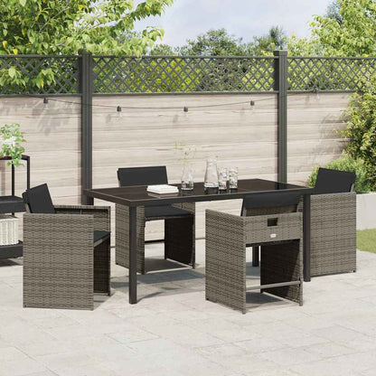 vidaXL Garden Dining Set 5 pcs Grey Poly Rattan