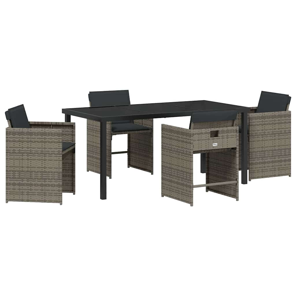 vidaXL Garden Dining Set 5 pcs Grey Poly Rattan