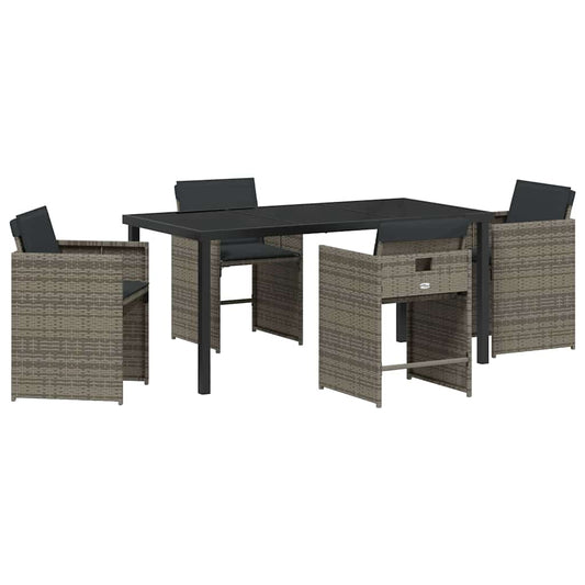 vidaXL Garden Dining Set 5 pcs Grey Poly Rattan