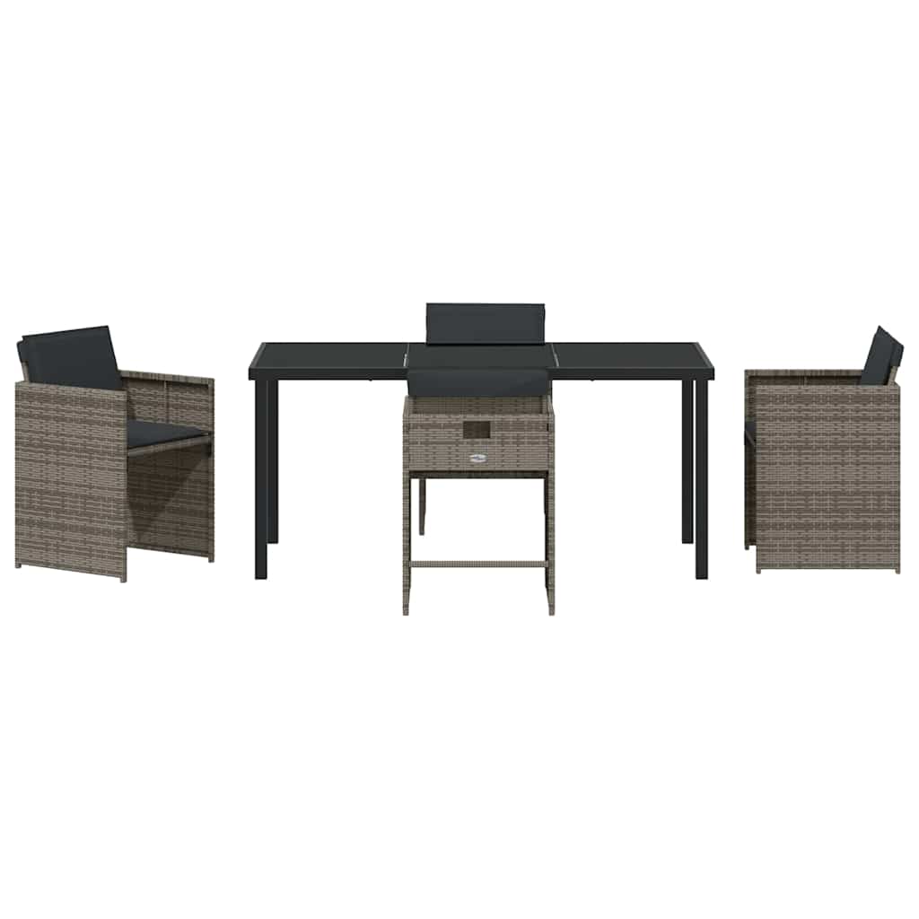 vidaXL Garden Dining Set 5 pcs Grey Poly Rattan