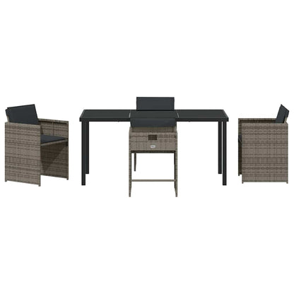 vidaXL Garden Dining Set 5 pcs Grey Poly Rattan