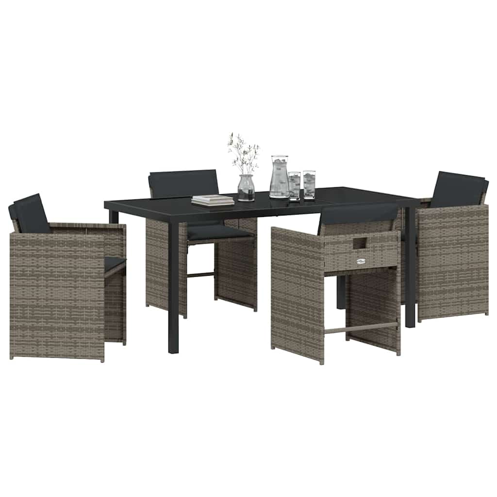 vidaXL Garden Dining Set 5 pcs Grey Poly Rattan