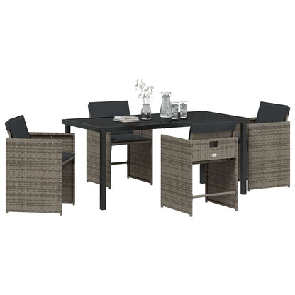 vidaXL Garden Dining Set 5 pcs Grey Poly Rattan