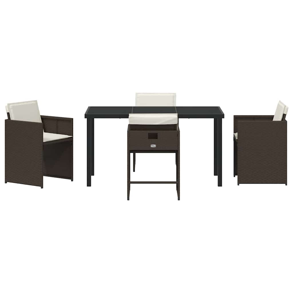 vidaXL Garden Dining Set 5 pcs Brown Poly Rattan