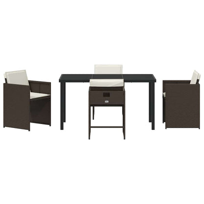 vidaXL Garden Dining Set 5 pcs Brown Poly Rattan