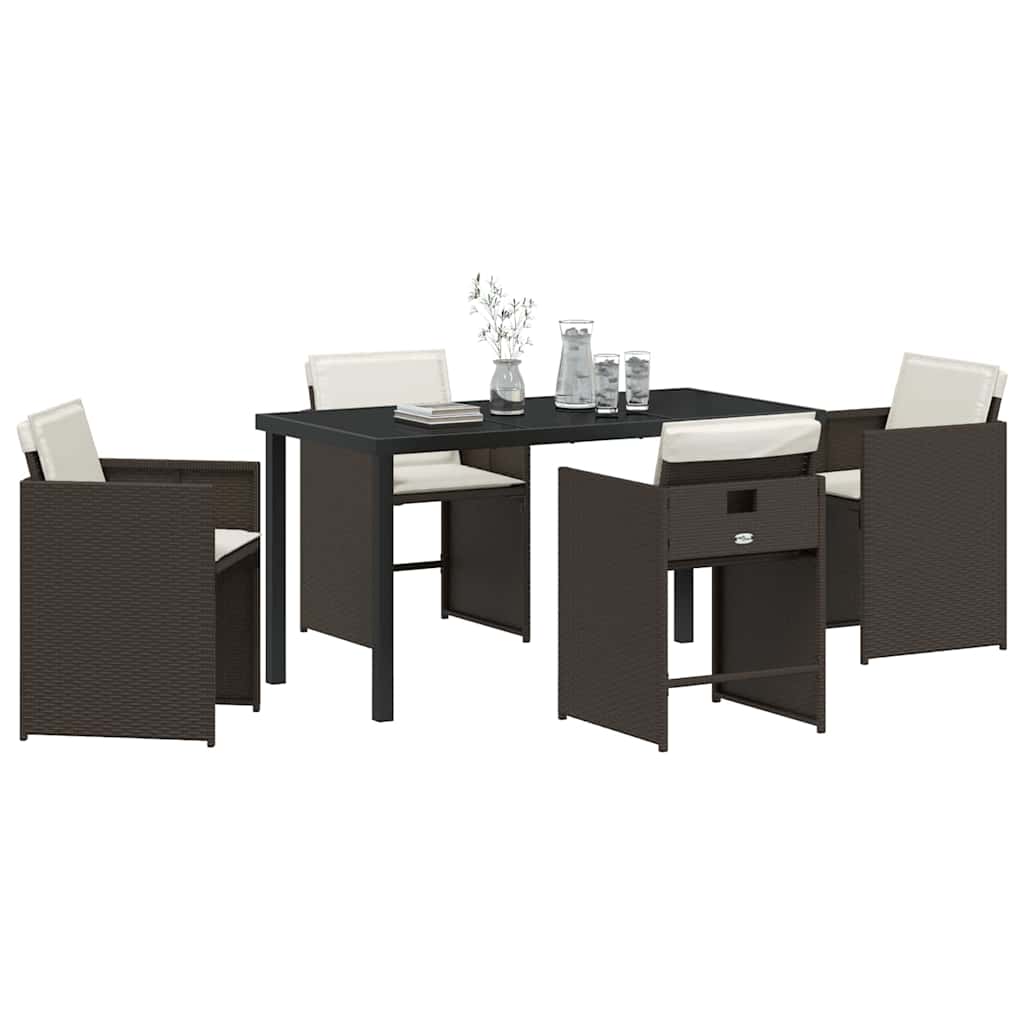 vidaXL Garden Dining Set 5 pcs Brown Poly Rattan