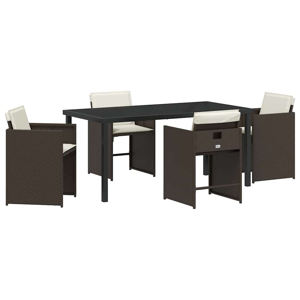 vidaXL Garden Dining Set 5 pcs Brown Poly Rattan