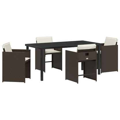 vidaXL Garden Dining Set 5 pcs Brown Poly Rattan