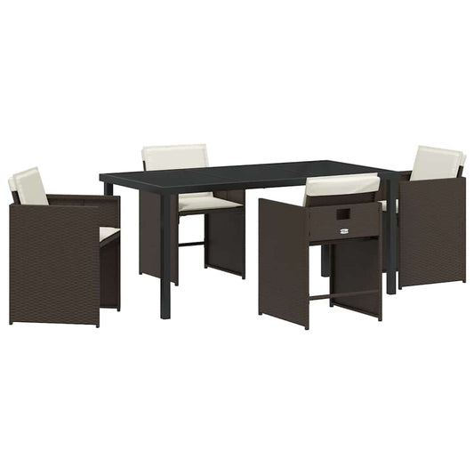 vidaXL Garden Dining Set 5 pcs Brown Poly Rattan