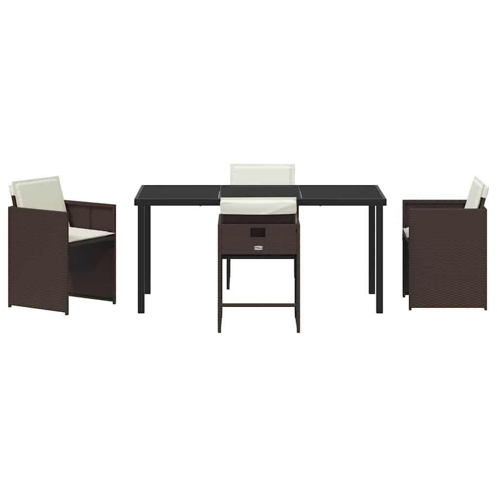 vidaXL Garden Dining Set 5 pcs Brown Poly Rattan