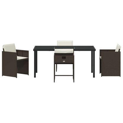 vidaXL Garden Dining Set 5 pcs Brown Poly Rattan