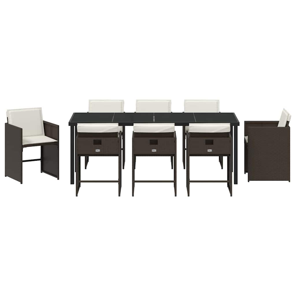 vidaXL Garden Dining Set 9 pcs Brown Poly Rattan