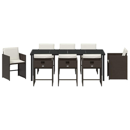 vidaXL Garden Dining Set 9 pcs Brown Poly Rattan
