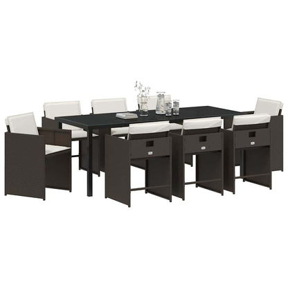 vidaXL Garden Dining Set 9 pcs Brown Poly Rattan