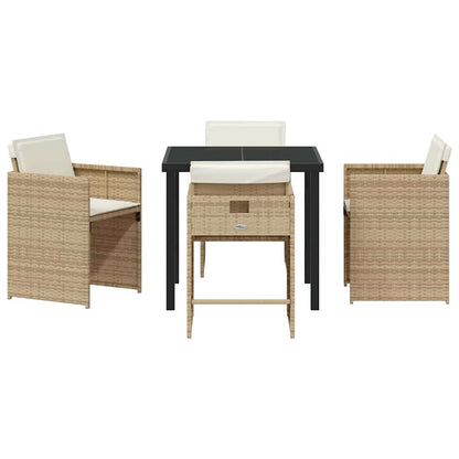 vidaXL Garden Dining Set 5 pcs Beige Poly Rattan