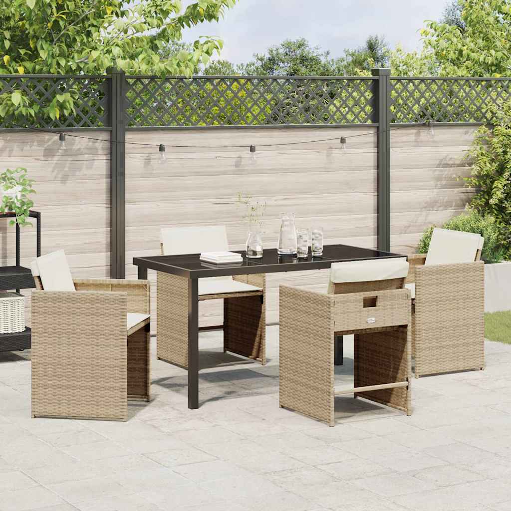 vidaXL Garden Dining Set 5 pcs Beige Poly Rattan