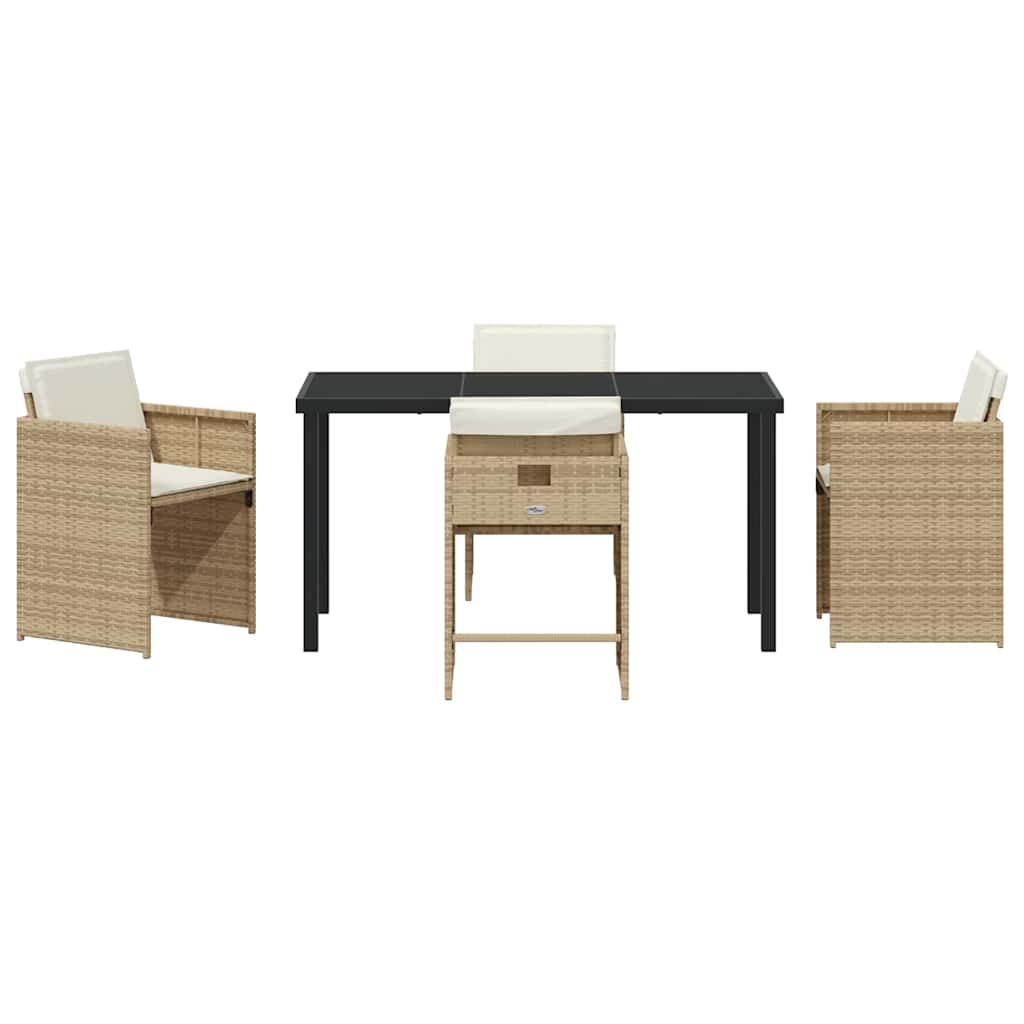 vidaXL Garden Dining Set 5 pcs Beige Poly Rattan