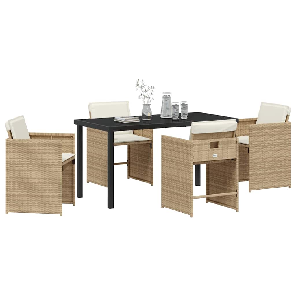 vidaXL Garden Dining Set 5 pcs Beige Poly Rattan