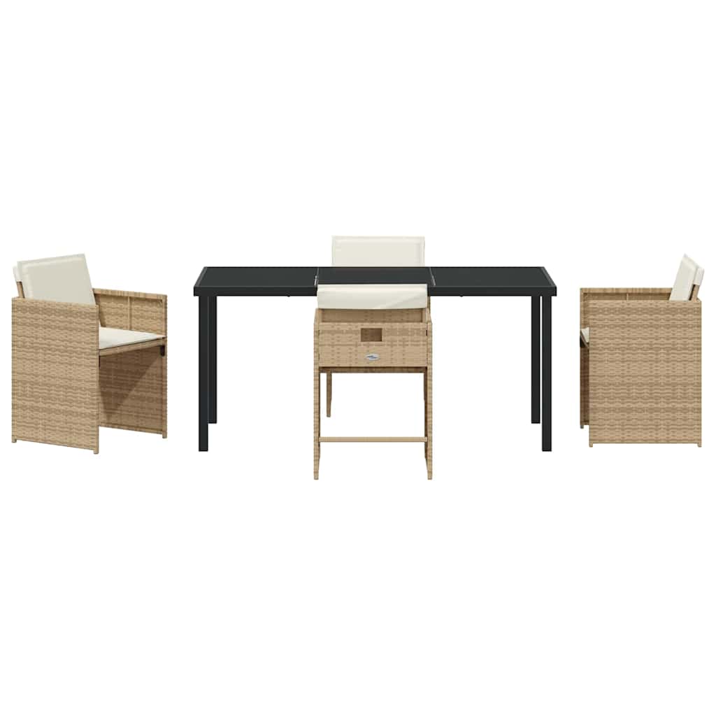 vidaXL Garden Dining Set 5 pcs Beige Poly Rattan