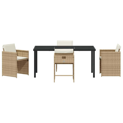 vidaXL Garden Dining Set 5 pcs Beige Poly Rattan