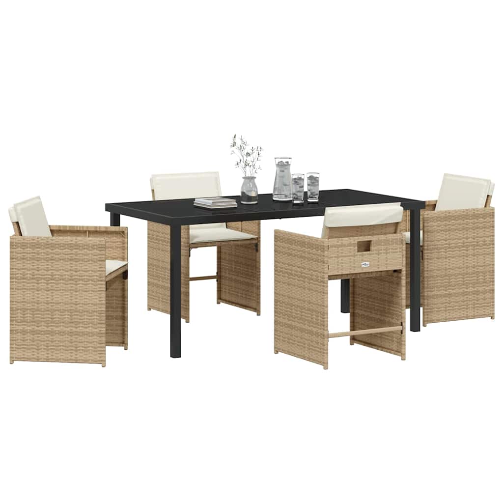 vidaXL Garden Dining Set 5 pcs Beige Poly Rattan