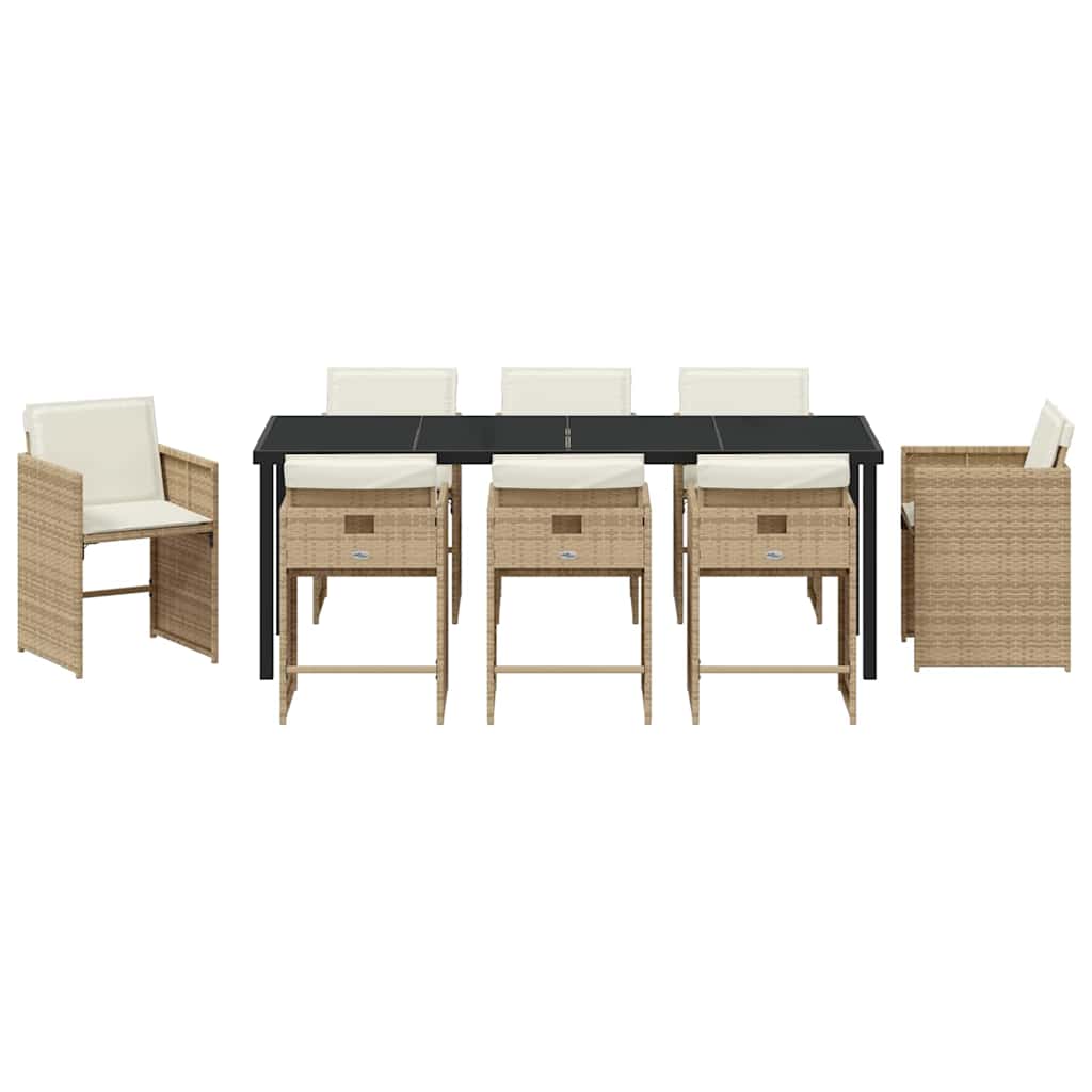 vidaXL Garden Dining Set 9 pcs Beige Poly Rattan