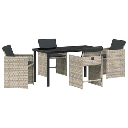 vidaXL Garden Dining Set 5 pcs Light Grey Poly Rattan