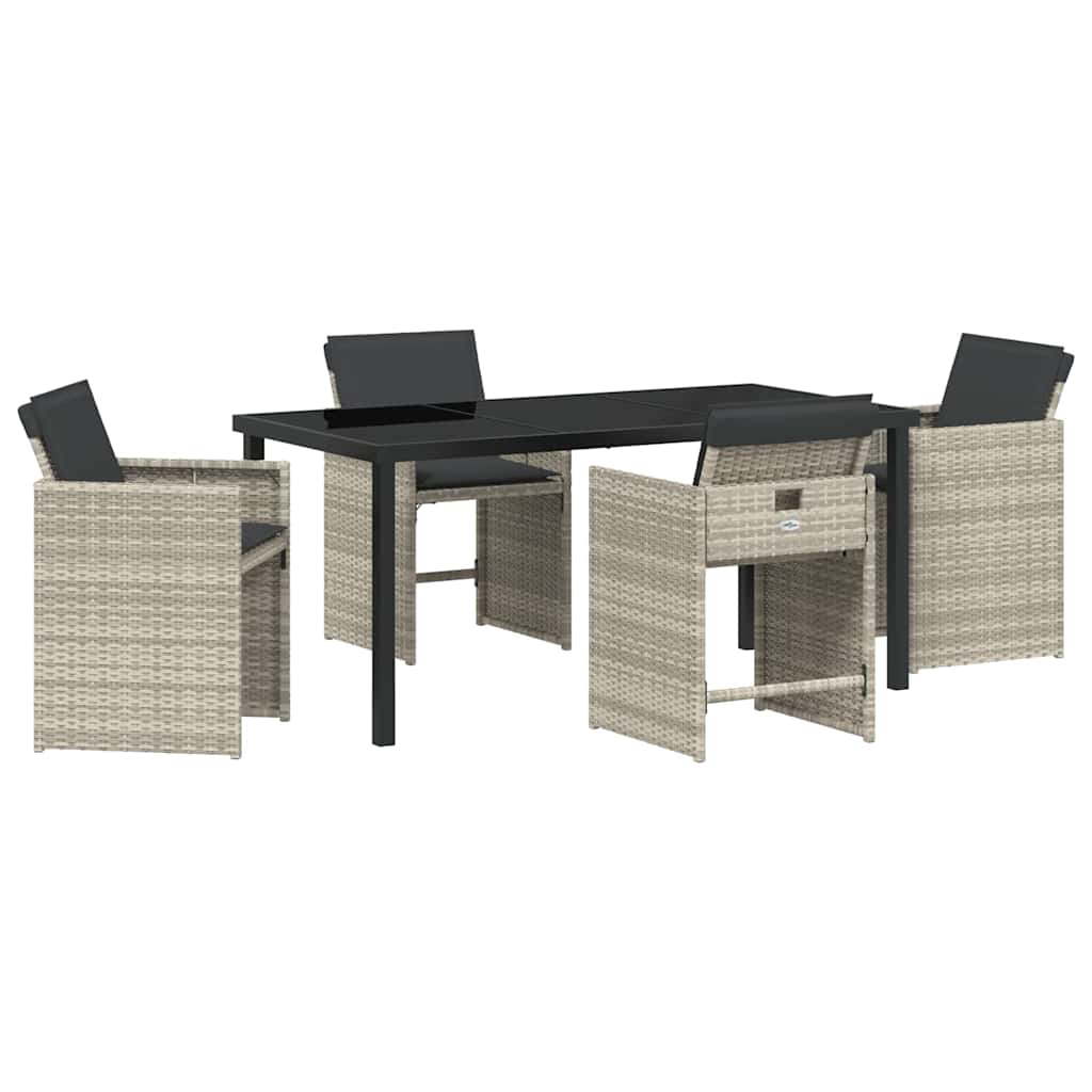 vidaXL Garden Dining Set 5 pcs Light Grey Poly Rattan