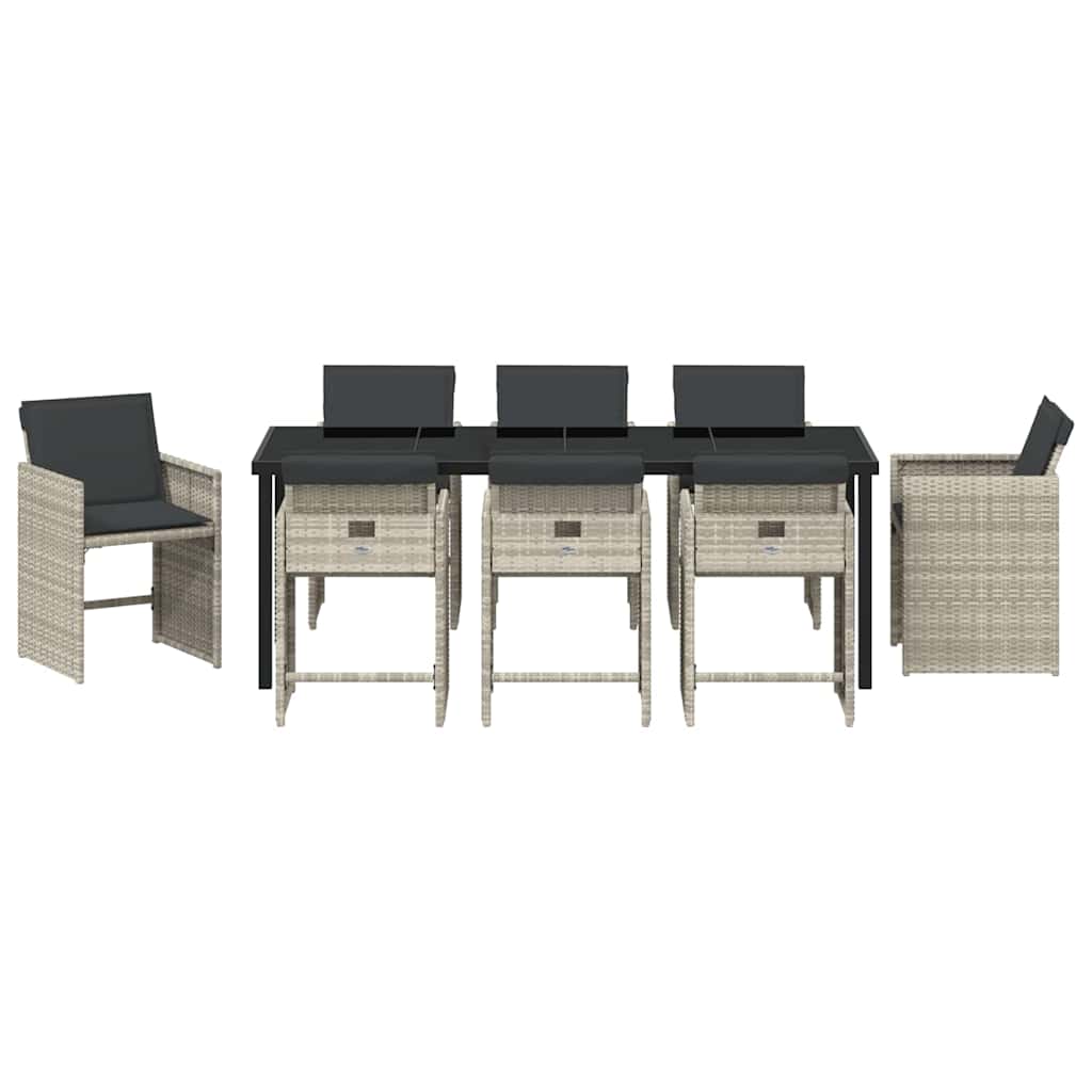vidaXL Garden Dining Set 9 pcs Light Grey Poly Rattan