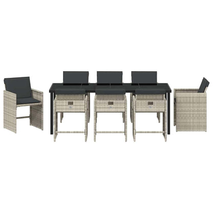 vidaXL Garden Dining Set 9 pcs Light Grey Poly Rattan