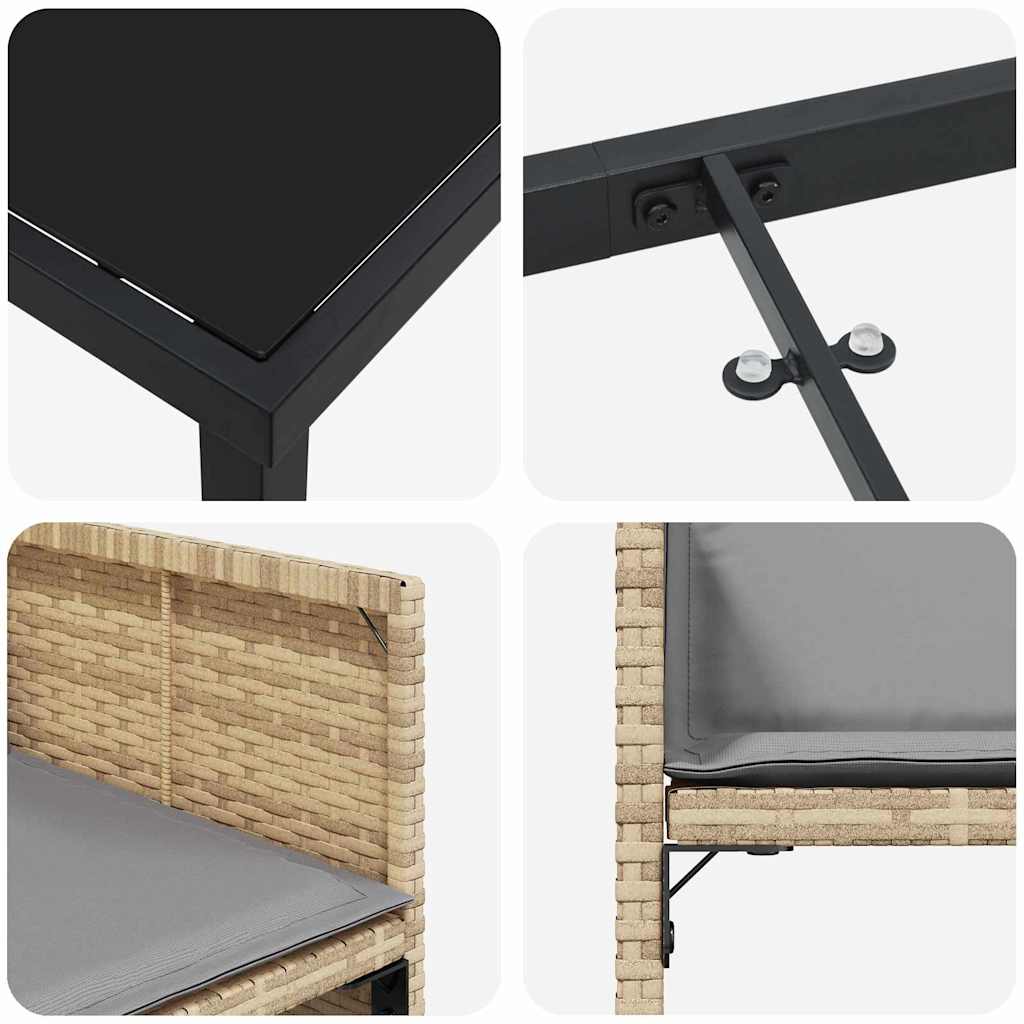 vidaXL 5 Piece Garden Dining Set with Cushions Beige Poly Rattan