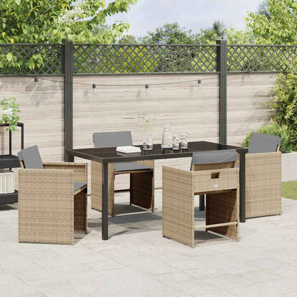 vidaXL 5 Piece Garden Dining Set with Cushions Beige Poly Rattan