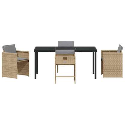 vidaXL 5 Piece Garden Dining Set with Cushions Beige Poly Rattan