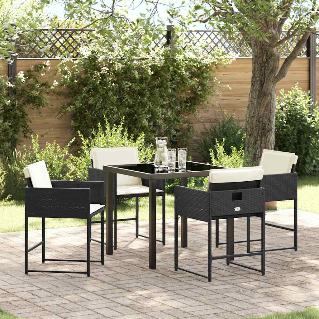 vidaXL Garden Dining Set 5 pcs Black Poly Rattan