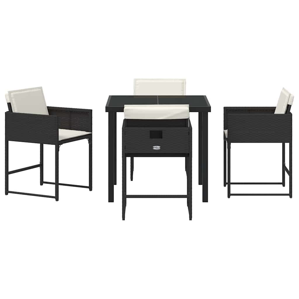 vidaXL Garden Dining Set 5 pcs Black Poly Rattan
