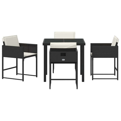 vidaXL Garden Dining Set 5 pcs Black Poly Rattan