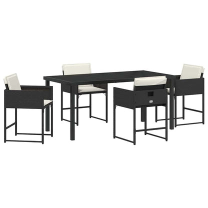 vidaXL Garden Dining Set 5 pcs Black Poly Rattan