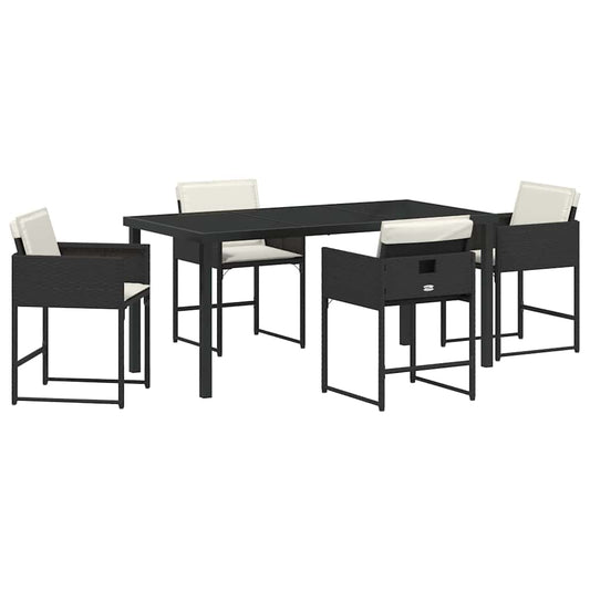 vidaXL Garden Dining Set 5 pcs Black Poly Rattan