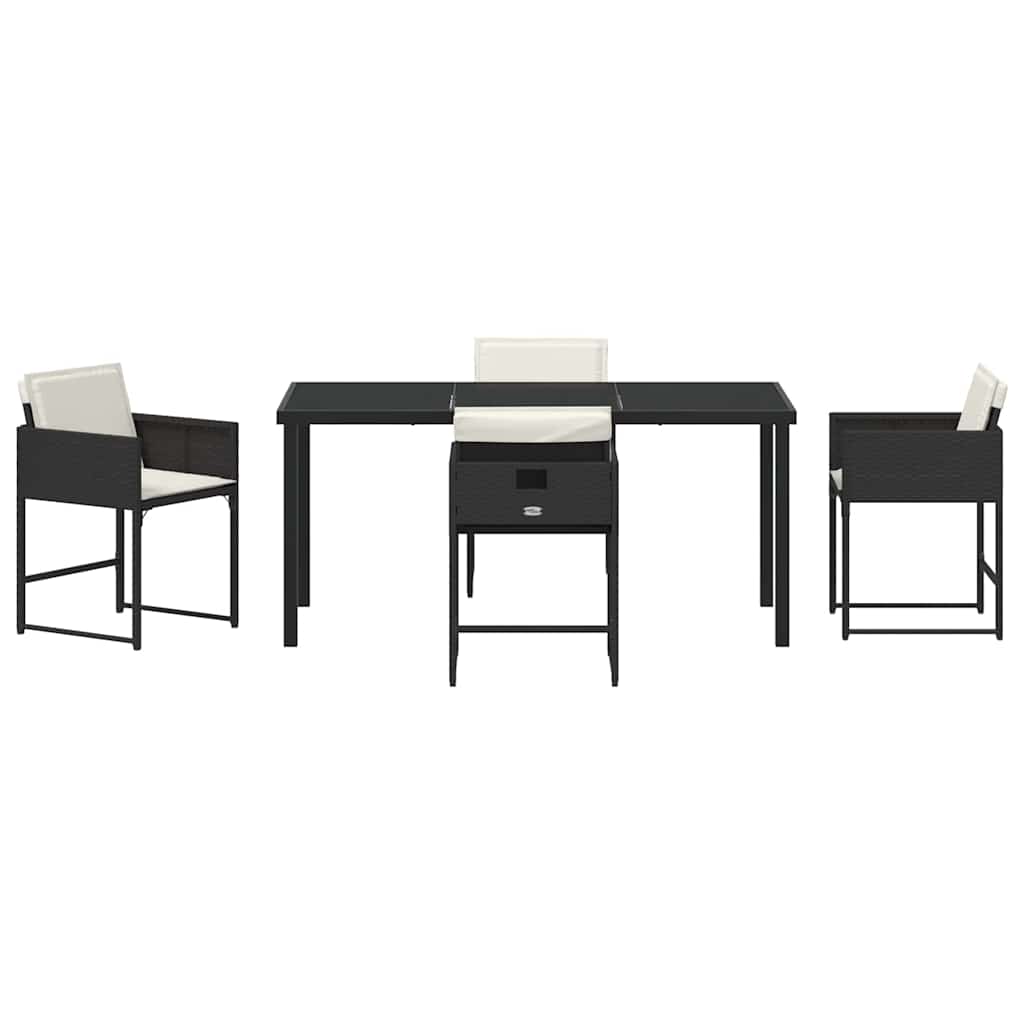 vidaXL Garden Dining Set 5 pcs Black Poly Rattan