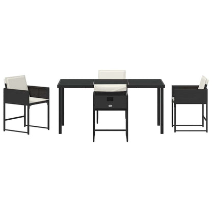 vidaXL Garden Dining Set 5 pcs Black Poly Rattan