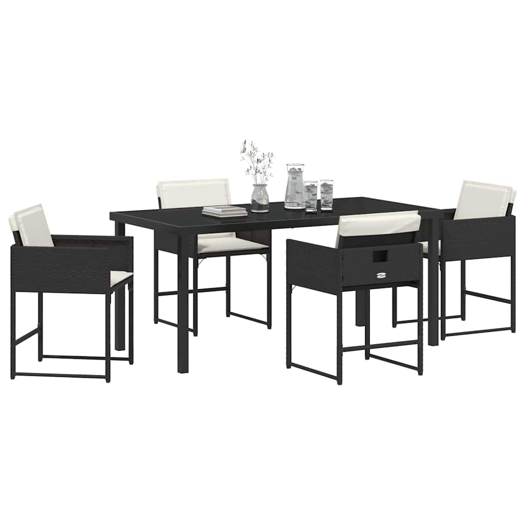 vidaXL Garden Dining Set 5 pcs Black Poly Rattan