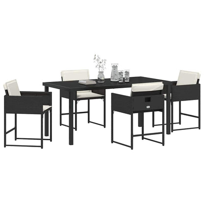vidaXL Garden Dining Set 5 pcs Black Poly Rattan