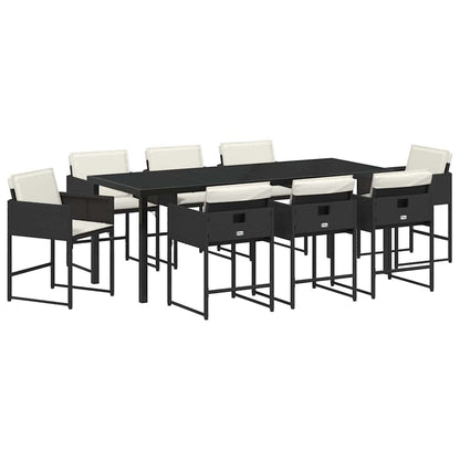vidaXL Garden Dining Set 9 pcs Black Poly Rattan