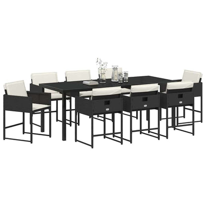 vidaXL Garden Dining Set 9 pcs Black Poly Rattan