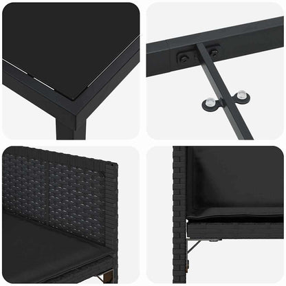 vidaXL Garden Dining Set 5 pcs Black Poly Rattan