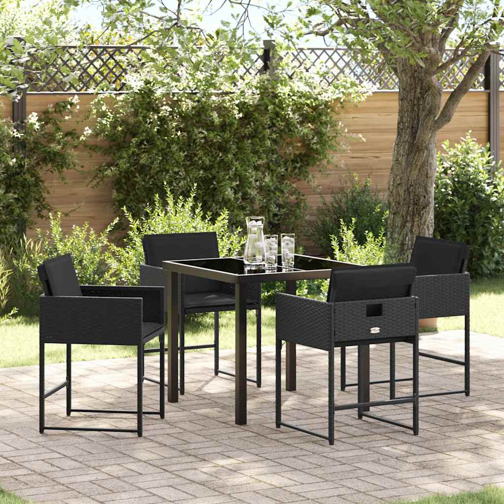 vidaXL Garden Dining Set 5 pcs Black Poly Rattan