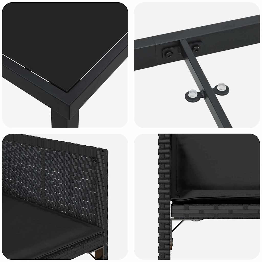 vidaXL Garden Dining Set 5 pcs Black Poly Rattan