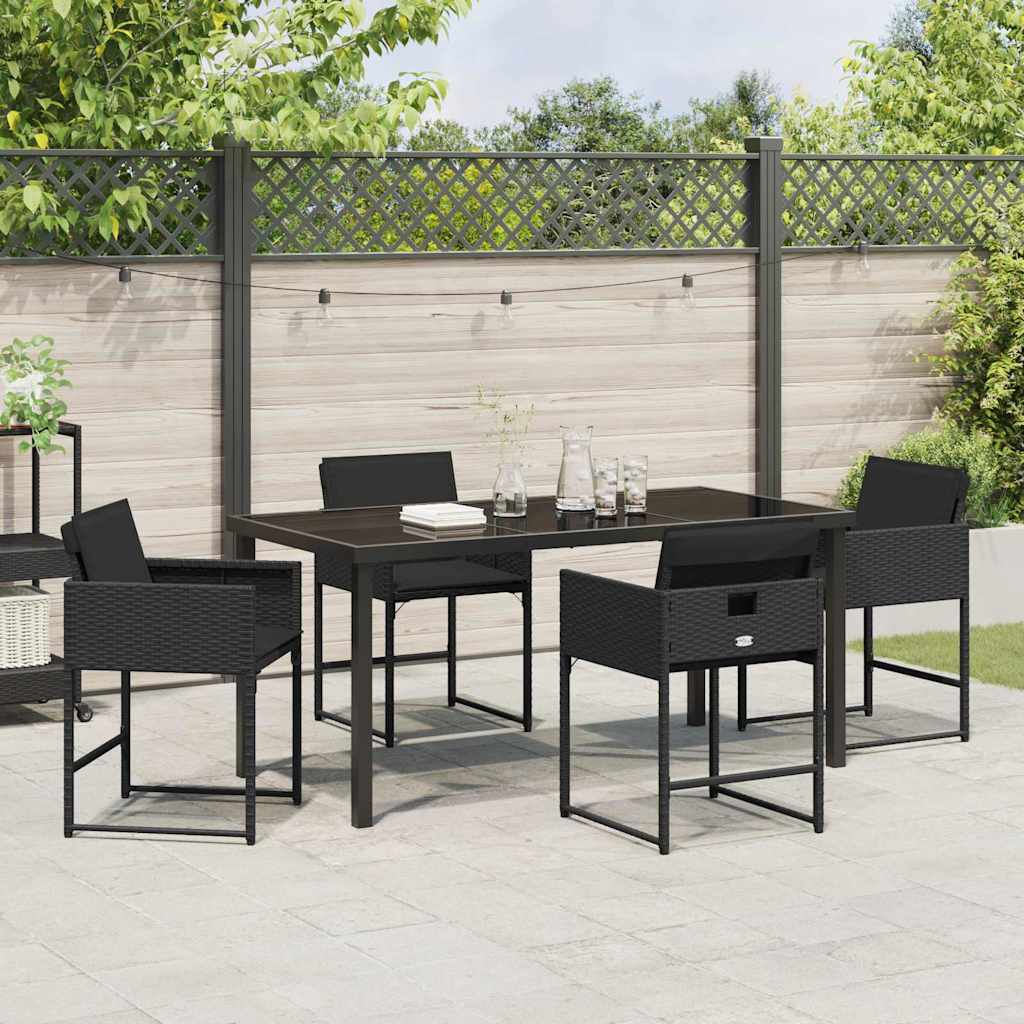 vidaXL Garden Dining Set 5 pcs Black Poly Rattan