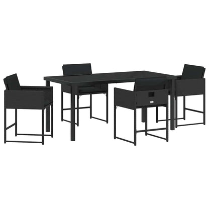 vidaXL Garden Dining Set 5 pcs Black Poly Rattan