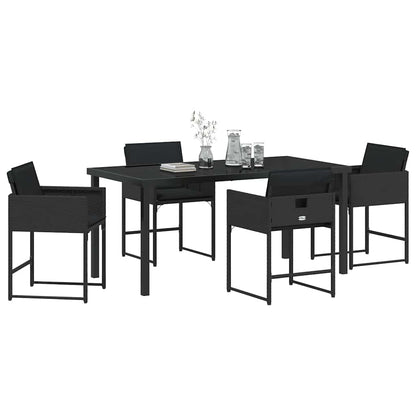 vidaXL Garden Dining Set 5 pcs Black Poly Rattan